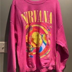 Urban Outfitters Pink and Yellow Crew Neck Sweater